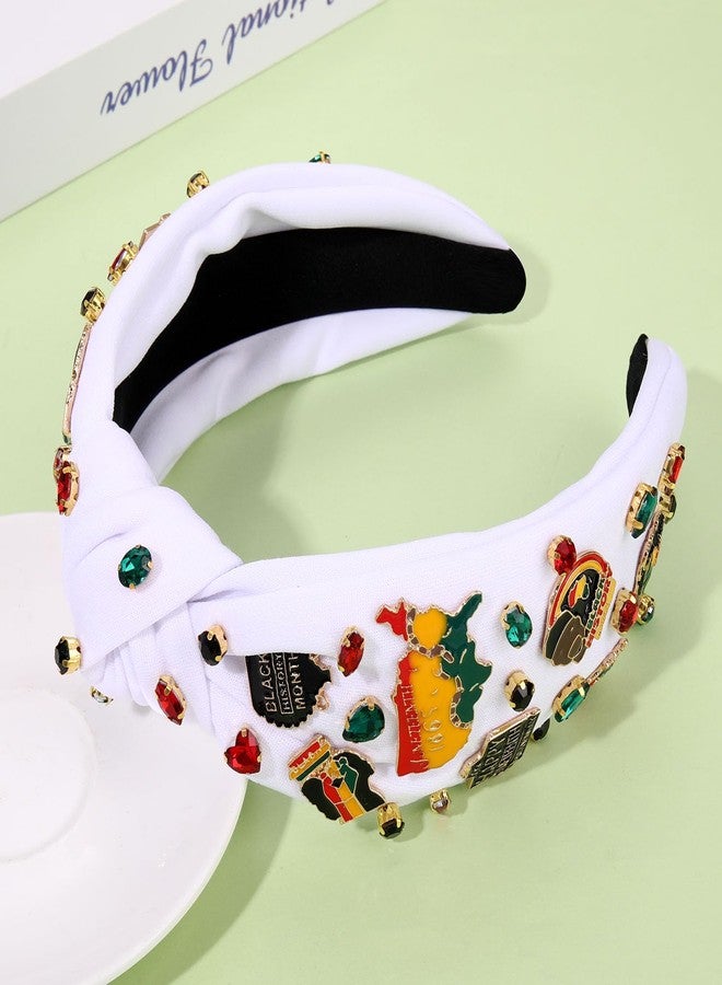 YAHPERN African Juneteenth Headbands for Women Black Women Queen Africa Map Headband Jeweled Rhinestone Wide Top Knot Headbands Black History Month Headband African Accessories Outfits Gifts - Image 2