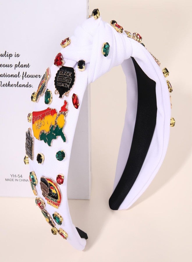 YAHPERN African Juneteenth Headbands for Women Black Women Queen Africa Map Headband Jeweled Rhinestone Wide Top Knot Headbands Black History Month Headband African Accessories Outfits Gifts - Image 3