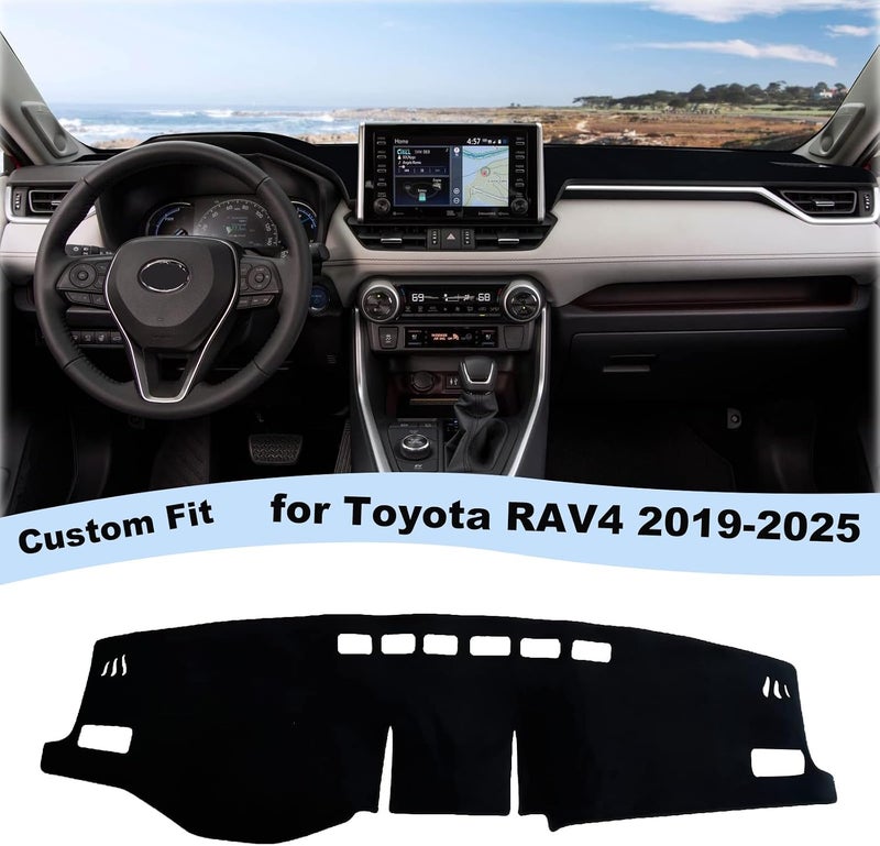 Rilsen Globally spread simple design Dashboard Cover Mat Custom Fit for 2019-2023 Toyota RAV4 Accessories Dash Cover Nonslip Dash Mat Protector Sunshade No Glare Black Long lifespan - Image 2