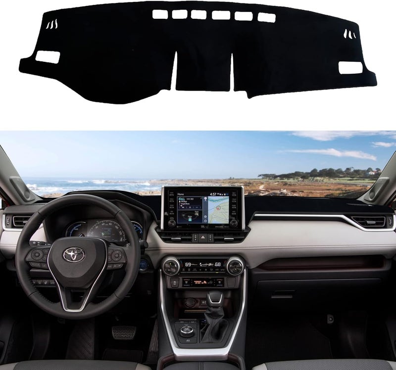 Rilsen Globally spread simple design Dashboard Cover Mat Custom Fit for 2019-2023 Toyota RAV4 Accessories Dash Cover Nonslip Dash Mat Protector Sunshade No Glare Black Long lifespan - Image 1