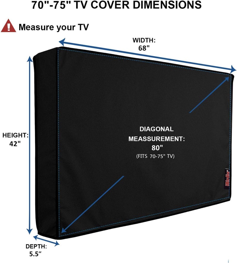 iBirdie Outdoor Waterproof and Weatherproof TV Cover for 70 to 75 inch Flat Screen TV - Image 2