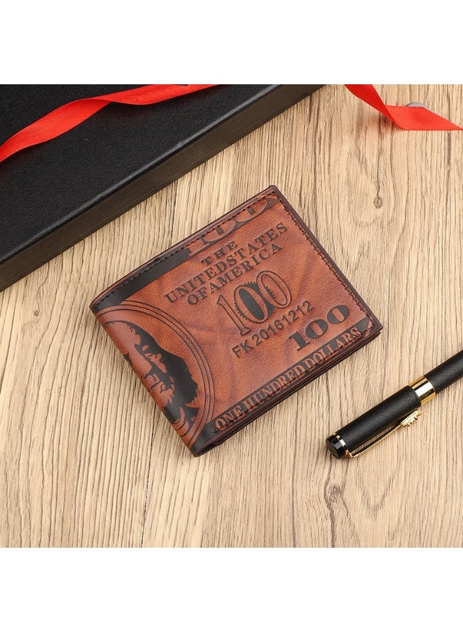 Men’s Bifold Wallet with Dollar Bill Design – PU Leather Card Holder, Multi-Slot Street Style Wallet for Daily Use - Image 1
