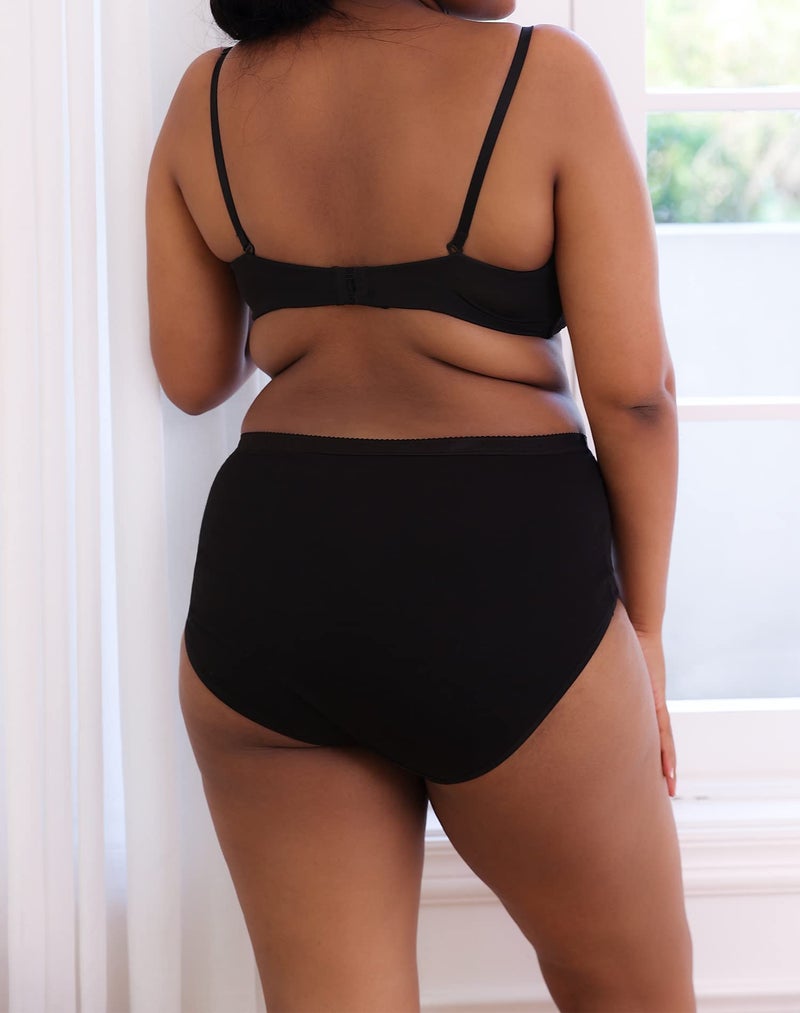 INNERSY Plus Size XL-5XL Big Curvy Woman Cotton Underwear High Waist Briefs 5-Pack(Black,XX-Large) - Image 4