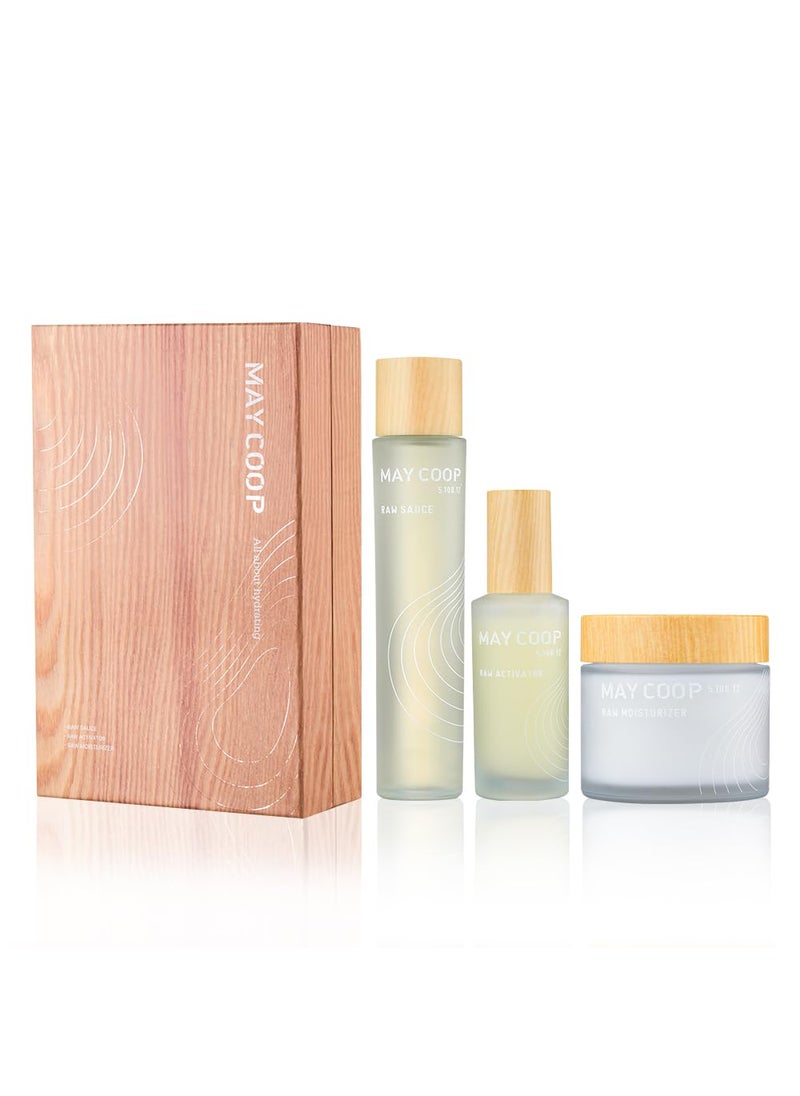 May Coop MAY COOP 3 STEP Moisturizing  Hydrating Korean Skincare Set  Raw Sauce Essnce Toner 150ML Moisturizer Face Cream Organic Activator Facial Serum All Skin Type 