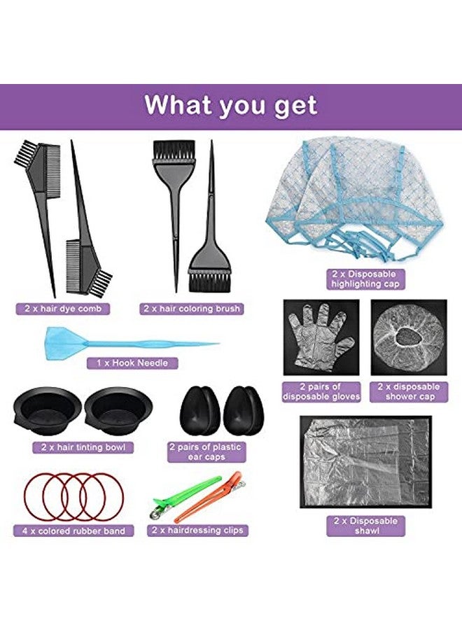 Ahier AHIER 23 Packs Hair Dye Coloring Kit, Include hair Dye Brush and Bowl Set, Hair Highlight Cap Kit, Ear Cover, Gloves, Shawl, Shower Cap for DIY Salon Hair Coloring Dye Tools - Image 3