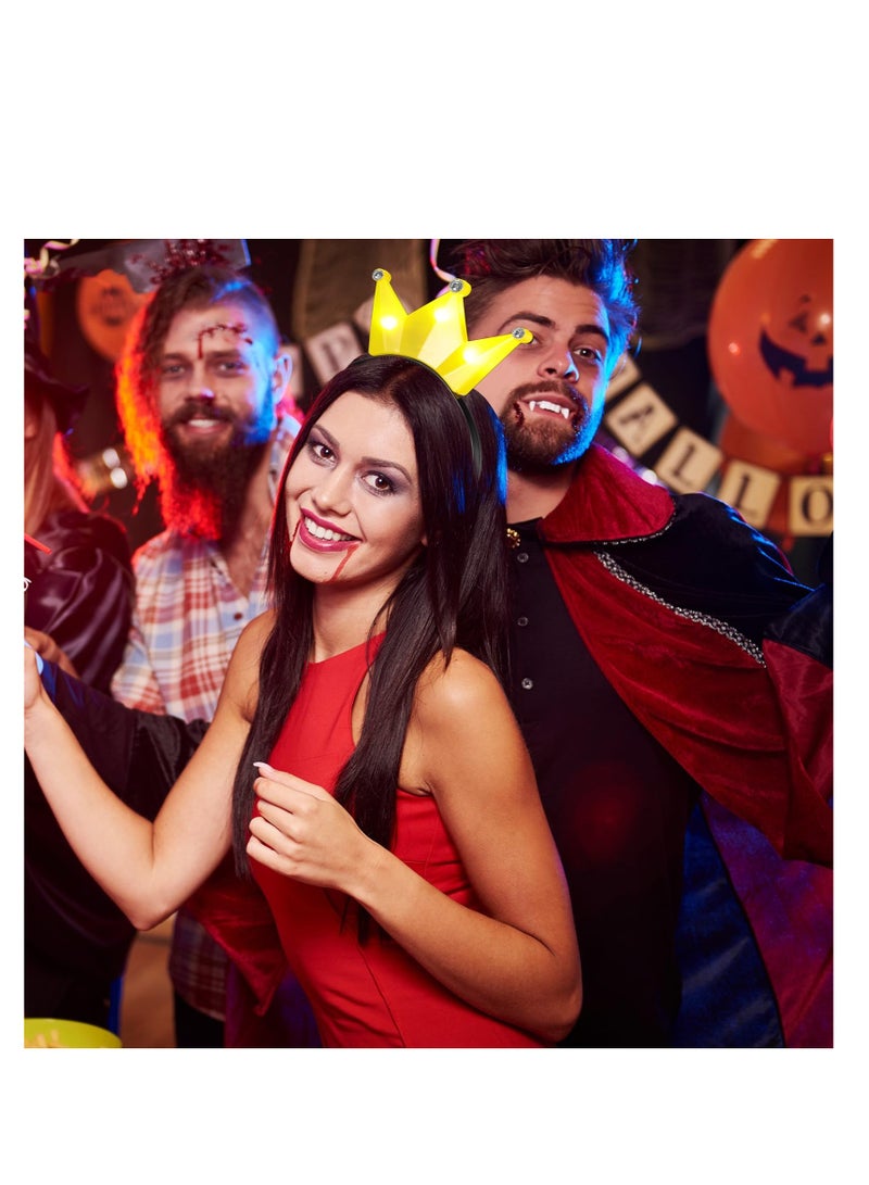 Excefore تاج LED مضيء، ٢٤ قطعة تاج أميرة أصفر، شريط رأس تاج وامض LED، أشرطة رأس تاج للفتيات، لعيد الميلاد، المهرجان، الحفلة، ملحقات الشعر لملابس الحفلات - Image 2