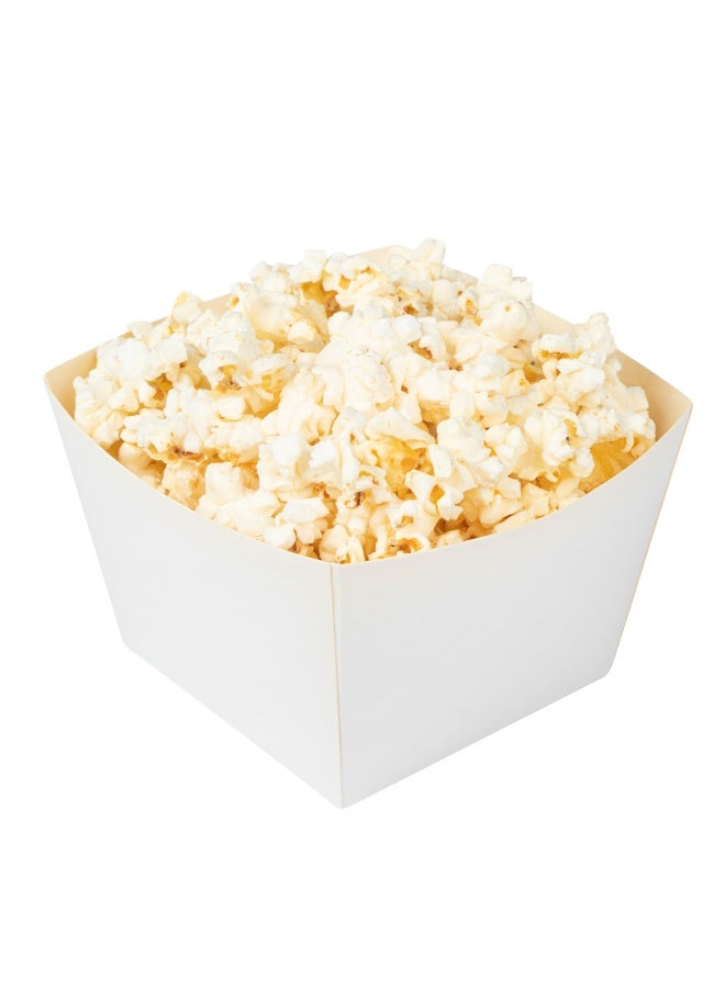 Restaurantware Bio Tek 5.3 x 3.3 Inch Popcorn Boxes, 200 Square Mini Treat Boxes - Open-Top Design, PE Coating, White Paper Party Favor Containers, Disposable, For Fries, Chips, Or Pretzels  - Image 2