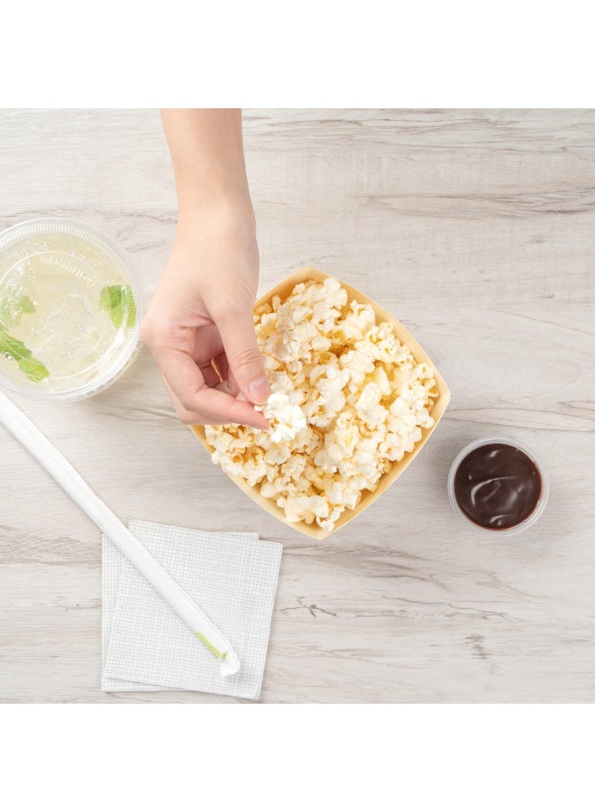 Restaurantware Bio Tek 5.3 x 3.3 Inch Popcorn Boxes, 200 Square Mini Treat Boxes - Open-Top Design, PE Coating, White Paper Party Favor Containers, Disposable, For Fries, Chips, Or Pretzels  - Image 5
