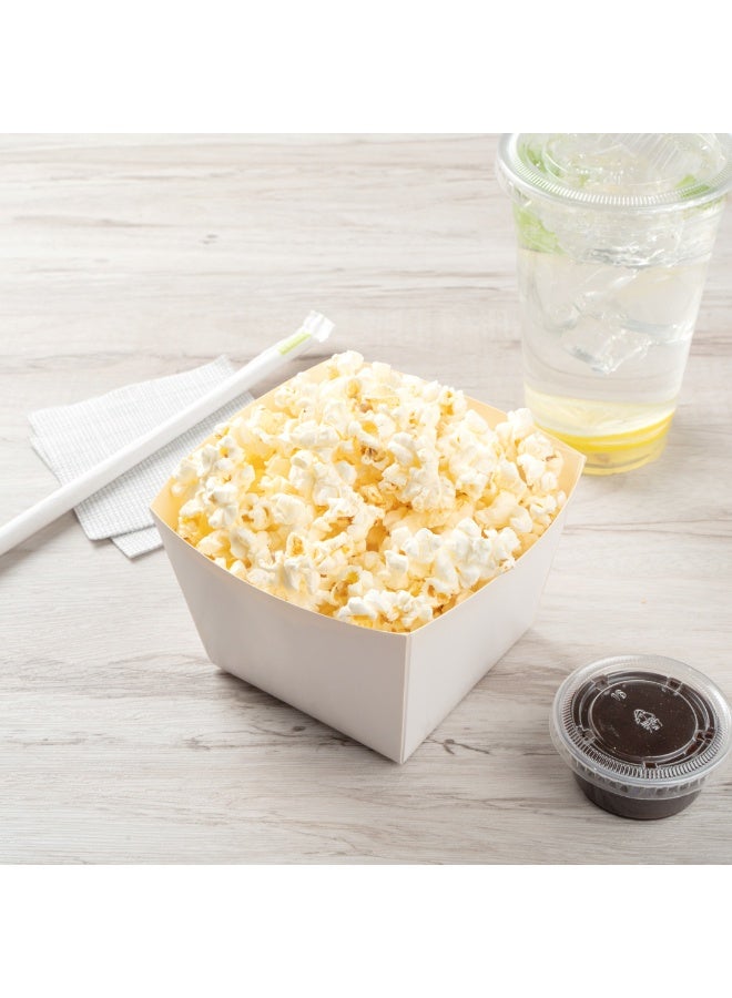 Restaurantware Bio Tek 5.3 x 3.3 Inch Popcorn Boxes, 200 Square Mini Treat Boxes - Open-Top Design, PE Coating, White Paper Party Favor Containers, Disposable, For Fries, Chips, Or Pretzels  - Image 4