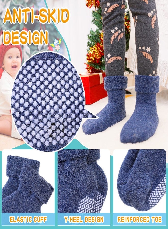 Eyean Baby Wool Grip Sock Soft Winter Warm Thick Non Slip Toddler Boy Girls Crew Socks For Children 6 Pairs (Solid Color, 1-3 Years) - Image 4