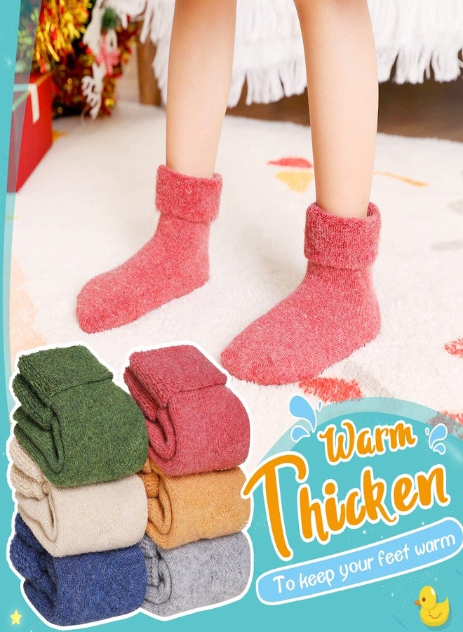 Eyean Baby Wool Grip Sock Soft Winter Warm Thick Non Slip Toddler Boy Girls Crew Socks For Children 6 Pairs (Solid Color, 1-3 Years) - Image 2