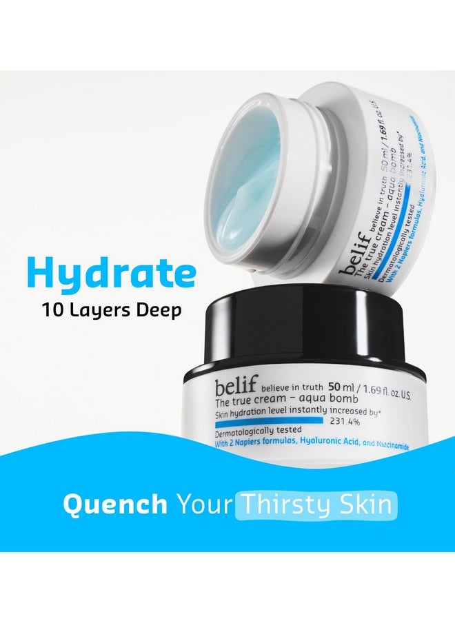 The True Cream Aqua Bomb New & Improved Hydration In 10 Seconds Hyaluronic Acid Niacinamide Lightweight Hydrating Daily Moisturizer Face Cream All Skin Types Combination Oily Dry