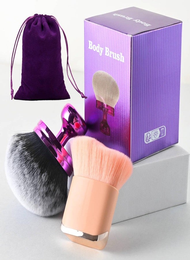 Blend & Blur Extra Large Beauty Soft Body Makeup Brush,Face Self Tanner 2 Pack-Wide Round Head Kabuki Brush Tanning Applicator Set, Powder,Professional Leg Makeup Tool with Drawstring Bag - Image 2