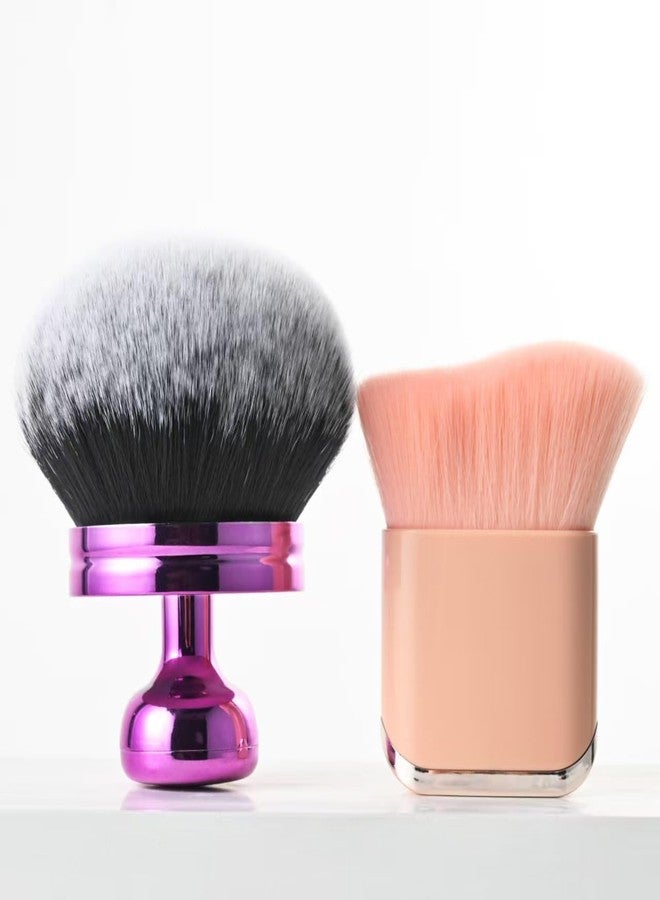 Blend & Blur Extra Large Beauty Soft Body Makeup Brush,Face Self Tanner 2 Pack-Wide Round Head Kabuki Brush Tanning Applicator Set, Powder,Professional Leg Makeup Tool with Drawstring Bag - Image 1