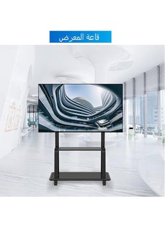 WISFOR TV Stand with Wheels Floor TV Stand Mount for 32-100 Inch Led Lcd Oled Screens Mobile TV Trolley with 2 Tier Shelves Ultra Stable TV Cart Height Adjustable Vesa Base Holds up to 80KG  - Image 5