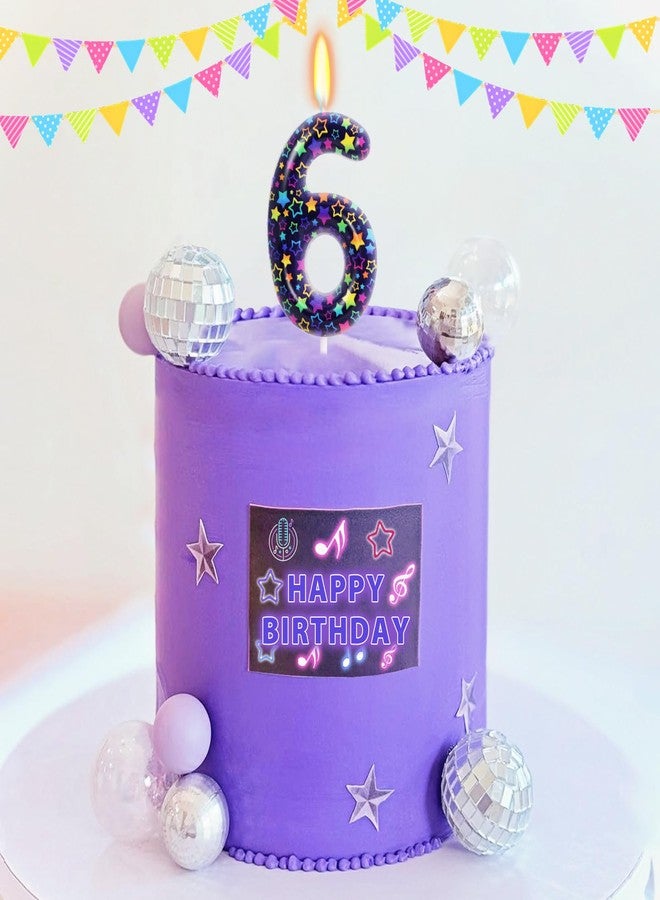 Elekfx Kpop Theme Number 6 Candle, Purple Star Cake Topper, Dark Fantasy Demon Style Girls Kpop Birthday Decorations Party Supplies - Image 4
