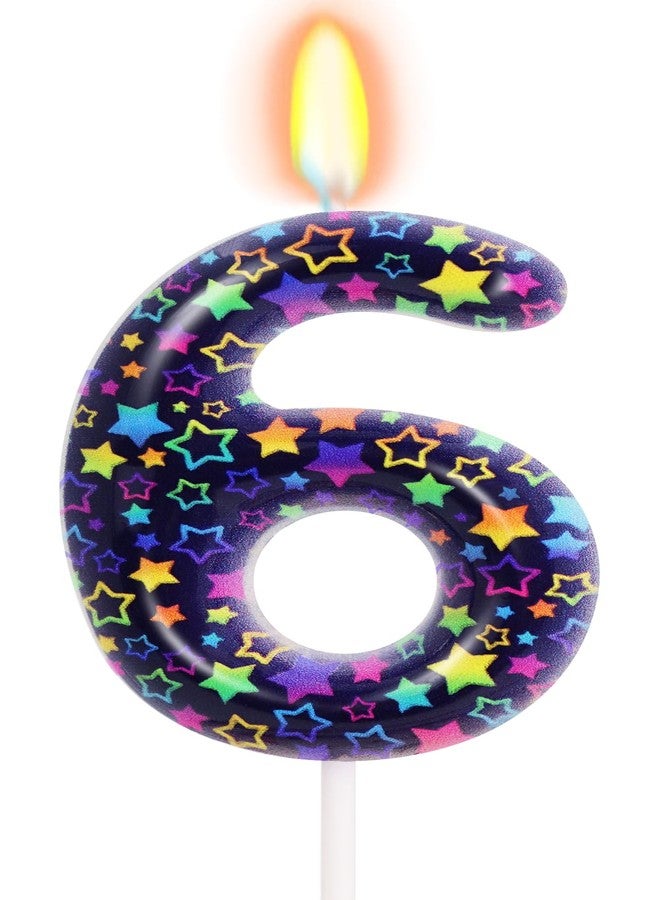 Elekfx Kpop Theme Number 6 Candle, Purple Star Cake Topper, Dark Fantasy Demon Style Girls Kpop Birthday Decorations Party Supplies - Image 1