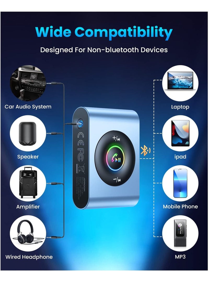 SYOSI - Bluetooth 5.3 AUX Adapter for Car, Enhanced Mic & LED Digital Display & Noise Cancelling, 3.5mm Bluetooth Adapter Wireless Audio Receiver for Car Stereo, Home Stereo, 22H Battery Life - Image 1