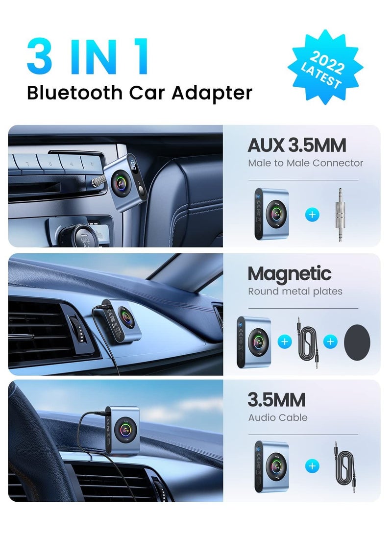 SYOSI - Bluetooth 5.3 AUX Adapter for Car, Enhanced Mic & LED Digital Display & Noise Cancelling, 3.5mm Bluetooth Adapter Wireless Audio Receiver for Car Stereo, Home Stereo, 22H Battery Life - Image 1
