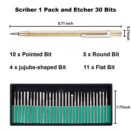 Zonon قلم نقش كهربائي صغير مجموعة أدوات النقش DIY للأخشاب والمعادن والزجاج والسيراميك والبلاستيك والمجوهرات 1 قلم نقش 30 رأس نقش 6 رؤوس تلميع 3 رؤوس تنظيف صوف 20 قالب وتعليمات التشغيل - Image 4