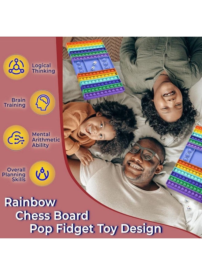 بلس بوينت لعبة Pop It كبيرة الحجم من السيليكون على شكل لوحة شطرنج قوس قزح، لعبة حسية للأطفال، لعبة تخفيف التوتر والقلق، لعبة كبيرة الحجم للعب مع الأصدقاء - متعددة الألوان (لعبة Pop It) - Image 5
