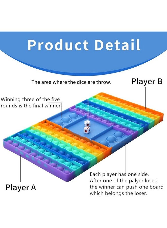 بلس بوينت لعبة Pop It كبيرة الحجم من السيليكون على شكل لوحة شطرنج قوس قزح، لعبة حسية للأطفال، لعبة تخفيف التوتر والقلق، لعبة كبيرة الحجم للعب مع الأصدقاء - متعددة الألوان (لعبة Pop It) - Image 3