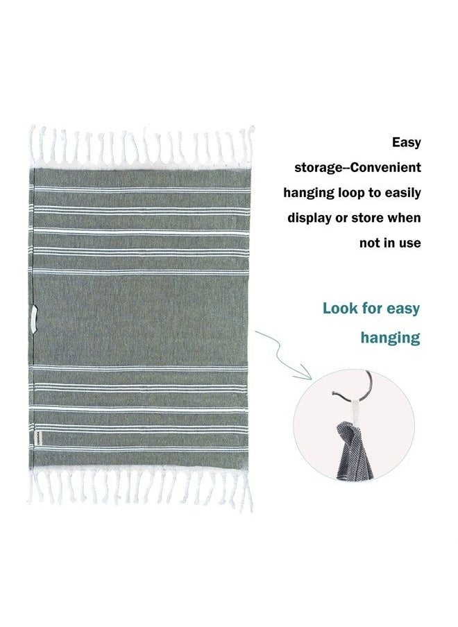 Cabanana - Cotton Turkish Hand Towel - Set of 2 | Boho Kitchen Tea Towels, 30 x 20 Inches Thin Decorative Bathroom Towel (Black) - Image 1