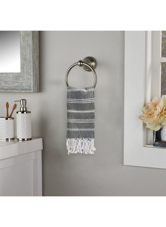 Cabanana - Cotton Turkish Hand Towel - Set of 2 | Boho Kitchen Tea Towels, 30 x 20 Inches Thin Decorative Bathroom Towel (Black) - Image 1