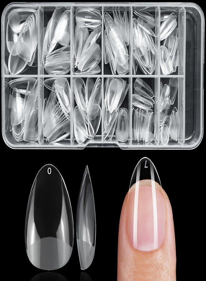 Lifextol 240pc Almond Gel Nail Tips Short Fake Nails for Press on Nails Clear Acrylic Nails Tips, 12 Sizes Full Cover Nail tips Almond Soft Gel Nail Tips False Nails Extension Artificial Fingernail - Image 1