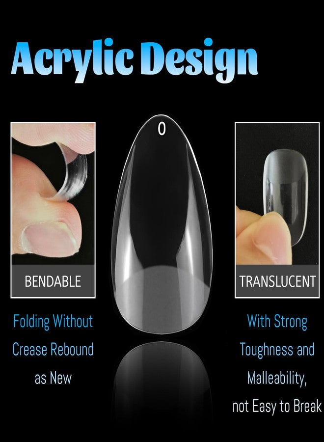 Lifextol 240pc Almond Gel Nail Tips Short Fake Nails for Press on Nails Clear Acrylic Nails Tips, 12 Sizes Full Cover Nail tips Almond Soft Gel Nail Tips False Nails Extension Artificial Fingernail - Image 2