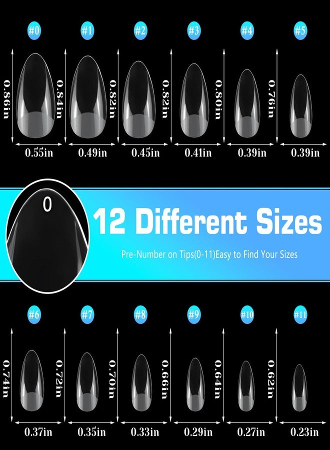 Lifextol 240pc Almond Gel Nail Tips Short Fake Nails for Press on Nails Clear Acrylic Nails Tips, 12 Sizes Full Cover Nail tips Almond Soft Gel Nail Tips False Nails Extension Artificial Fingernail - Image 5