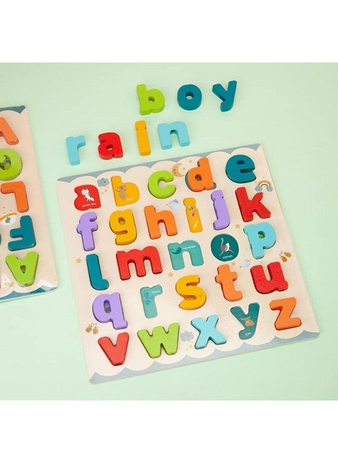 Cordova Large Alphabet ABC Uppercase & Lowercase Letter Cognitive 2 in 1 Puzzle 5 Ages+ Boys & Girls Educational Wooden Toys Drawing Board Number Cognitive Puzzle  - Image 4