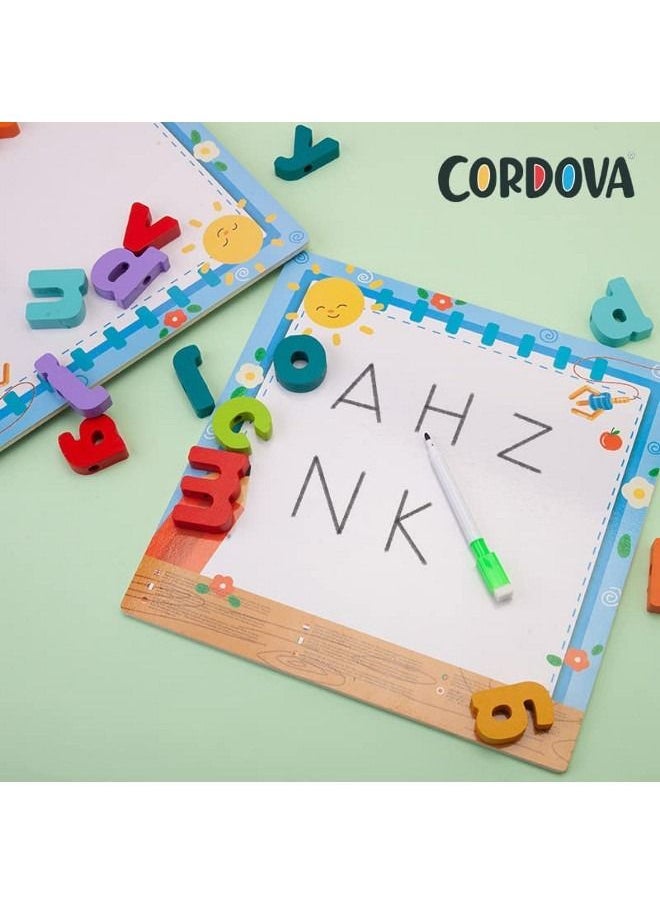 Cordova Large Alphabet ABC Uppercase & Lowercase Letter Cognitive 2 in 1 Puzzle 5 Ages+ Boys & Girls Educational Wooden Toys Drawing Board Number Cognitive Puzzle  - Image 2