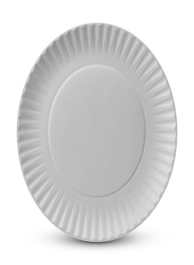 Munfix 500 Pack Uncoated Paper Plates 9 Inch, Everyday Disposable Plates, White Dinner Plates for BBQ Party, Picnics, Travel and Events, Microwavable Recyclable - Image 3