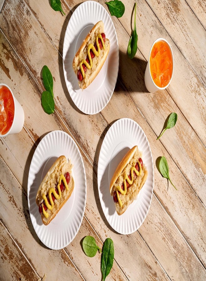 Munfix 500 Pack Uncoated Paper Plates 9 Inch, Everyday Disposable Plates, White Dinner Plates for BBQ Party, Picnics, Travel and Events, Microwavable Recyclable - Image 5