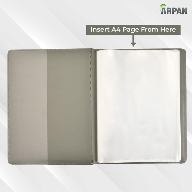 Arpan A4 Professional Display Book Folder for Presentation, Artwork, Interviews, CVS - A4 Display Folder with 48 Pockets - 96 Sides (Grey) - Image 3