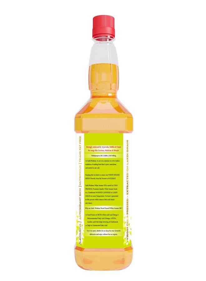 IndicWisdom Wood Pressed White Sesame Oil 200 ml (Cold Pressed White Sesame Oil - Extracted on Wooden Churner) (Pack of 2)