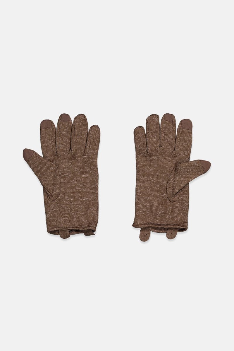 Tchibo Men Knitted Fleece Gloves, Brown  - Image 2
