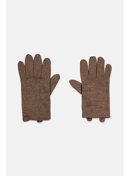 Tchibo Men Knitted Fleece Gloves, Brown  - Image 1
