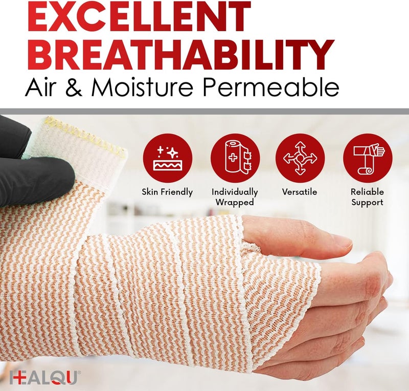 HEALQU Premium Elastic Bandage  SelfClosure Compression Wrap for Legs Knees Ankles Wrists Elbows Shoulders  3 Inch by 5 Yards Box of 4 Rolls Athletic Stretchable Bandage Wrap - Image 5