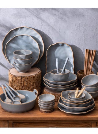 32-Piece Premium Porcelain Dinnerware Set for 6 People - Includes Bowls, Plates, Sauce Dishes, Chopsticks, Spoons, and Oval Serving Platter - Elegant and Durable for Everyday Dining or Special Occasions - pzsku/Z8AA552FD16BCFBDED83EZ/45/_/1735378932/1e7d3767-95f7-4a73-a0a8-2a8c3785d350