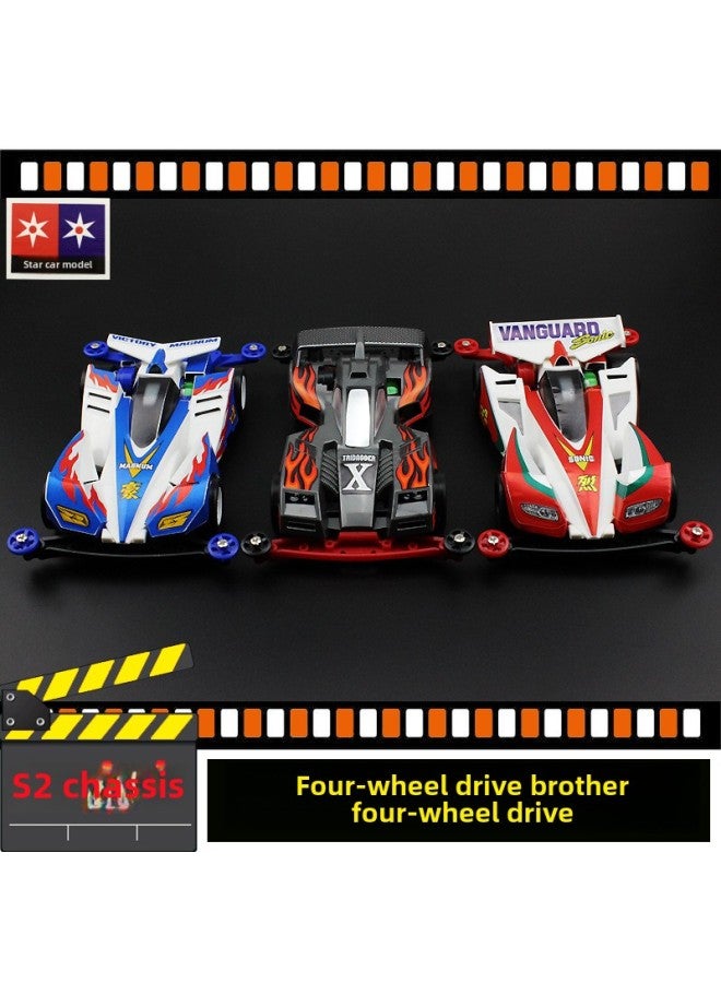 Xingda Four-Drive Brothers Daxing S2 Four-Drive Triangle Arrow Victory Charge Pioneer Sonic Assembled Boy Gift-Color:Transparent Blue Whirlwind-Scale:Car + 1 Thousand Mah Battery Set - Image 2