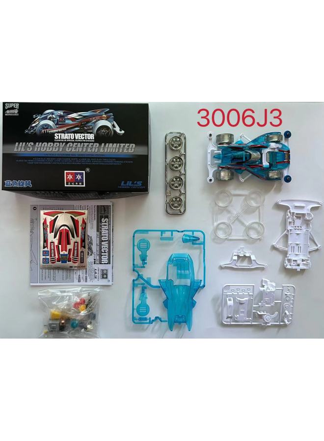 Xingda Four-Drive Brothers Daxing S2 Four-Drive Triangle Arrow Victory Charge Pioneer Sonic Assembled Boy Gift-Color:Transparent Blue Whirlwind-Scale:Car + 1 Thousand Mah Battery Set - Image 1
