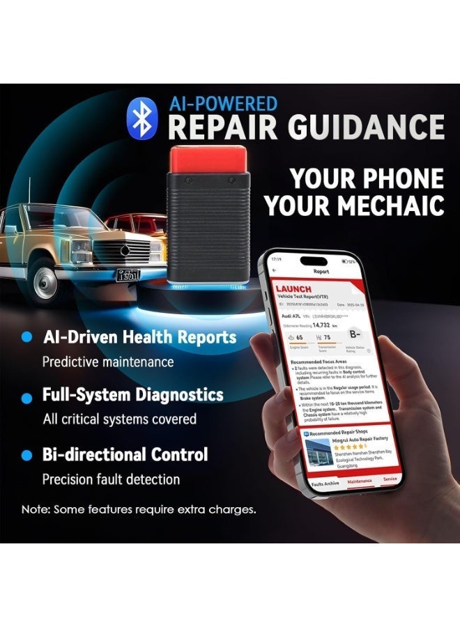 LAUNCH AIOBD AI-Powered Bluetooth OBD2 Scanner Full System AI-Assisted Diagnostic Tool OBD-II Code Reader Work with iOS/iPhone & Android - Image 3