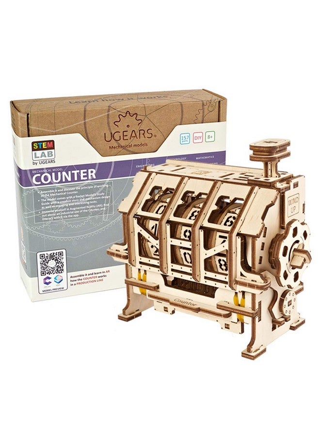 أوجيرز مجموعة نماذج عداد STEM من Ugears - مجموعات نماذج خشبية إبداعية للبالغين والمراهقين والأطفال - مجموعة علوم ميكانيكية ذاتية التجميع - ألغاز تعليمية وهندسية ثلاثية الأبعاد فريدة من نوعها مع تطبيق - Image 1