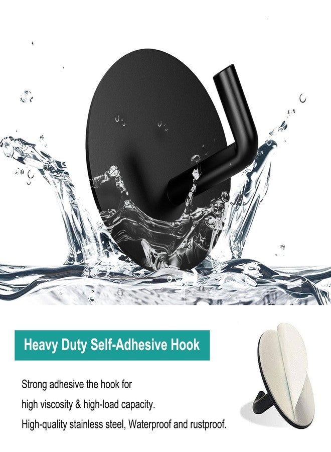 BARONAGE Adhesive Hooks, Heavy Duty Stick on Wall Hooks Robe Towel Hook for Bathroom, Round Self-Adhesive Hook for Hanging Towels Clothes Waterproof Stainless Steel, Black 4 Packs - Image 4