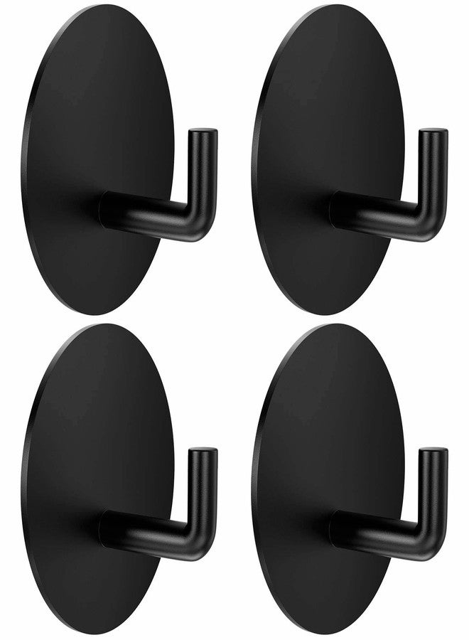 BARONAGE Adhesive Hooks, Heavy Duty Stick on Wall Hooks Robe Towel Hook for Bathroom, Round Self-Adhesive Hook for Hanging Towels Clothes Waterproof Stainless Steel, Black 4 Packs - Image 1