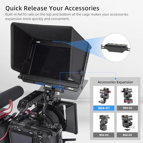 Nitze Cage for Blackmagic Design Video Assist 7" 12G Monitor with Sunhood, HDMI Cable Clamp and USB-C Cable Clamp - JT-B02B - Image 5