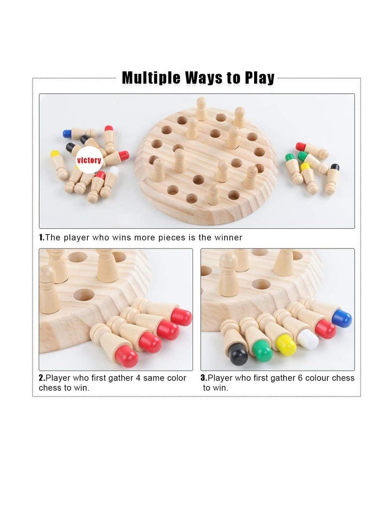 Wooden Memory Match Stick Chess Game, Color Memory Chess, Funny Block Board Game,Memory Match Stick Chess Game,Parent-Child Interaction Toy, Brain Teaser for Boys and Girls Ag