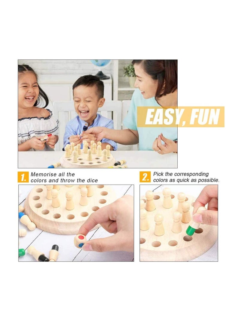 Wooden Memory Match Stick Chess Game, Color Memory Chess, Funny Block Board Game,Memory Match Stick Chess Game,Parent-Child Interaction Toy, Brain Teaser for Boys and Girls Ag